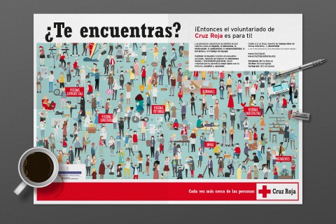 Diseño de comunicación para campaña de voluntariado de Cruz Roja en Asturias